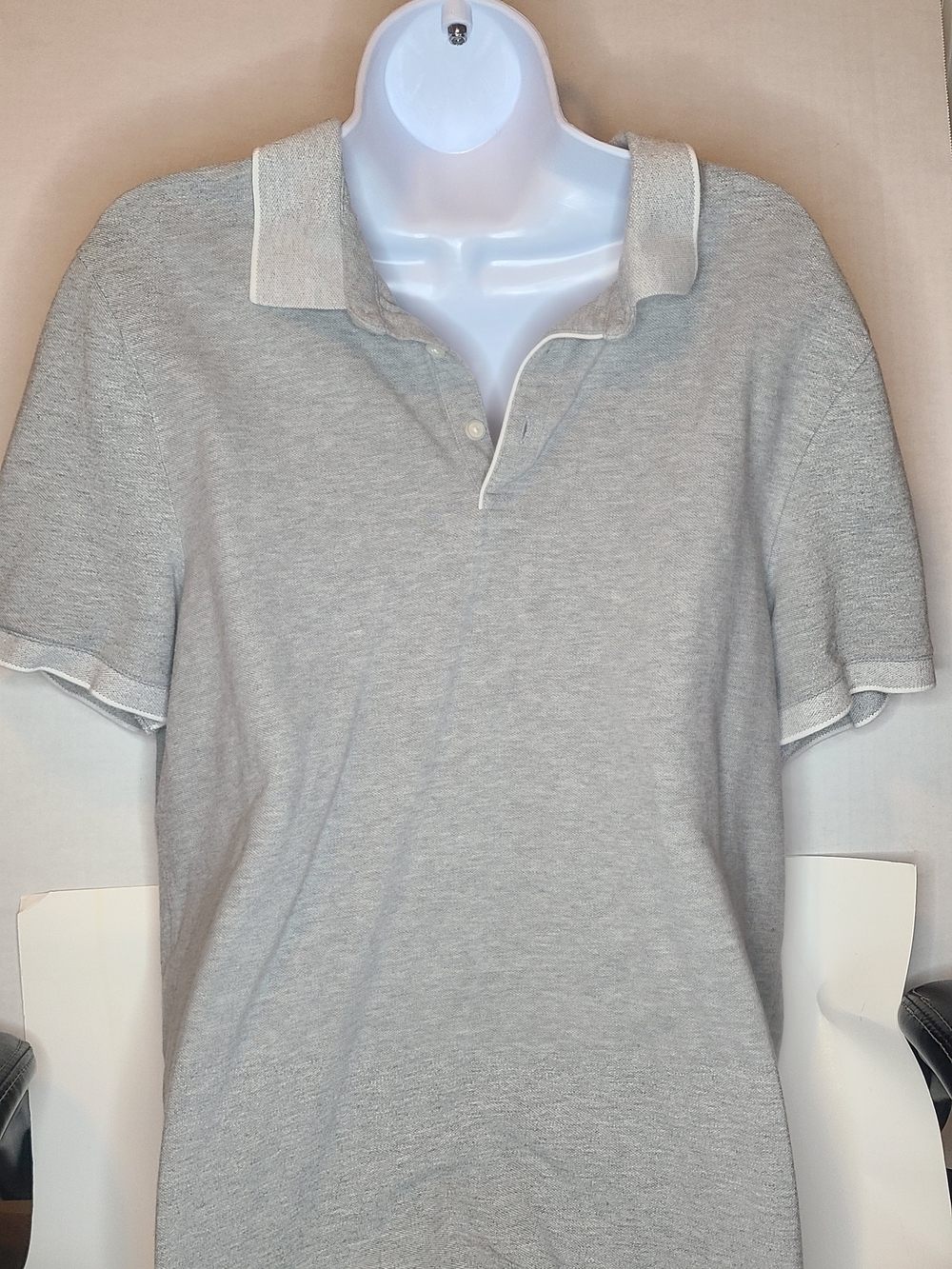 Michael Kors Light Gray Short Sleeve Polo with Contrast Trim